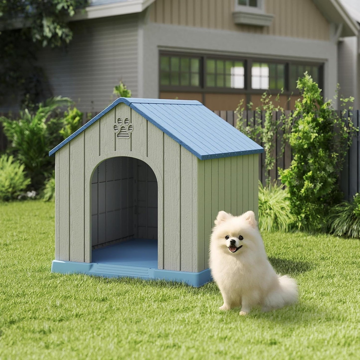DRATO Dog Houses Resin Small Indoor Outdoor Dog Kennel for All-Weather Use Cozy Shelter for Small Dogs in Home, Garden, or Balcony