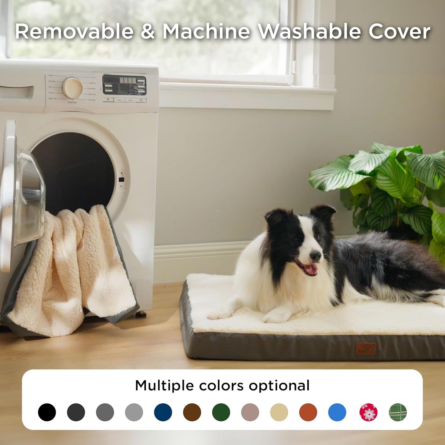 Bedsure Dog Bed for Large Dogs - Orthopedic Waterproof Puppy Beds with Removable Washable Cover, Egg Crate Foam Pet Mat, Suitable for Pet Up to 65 lbs