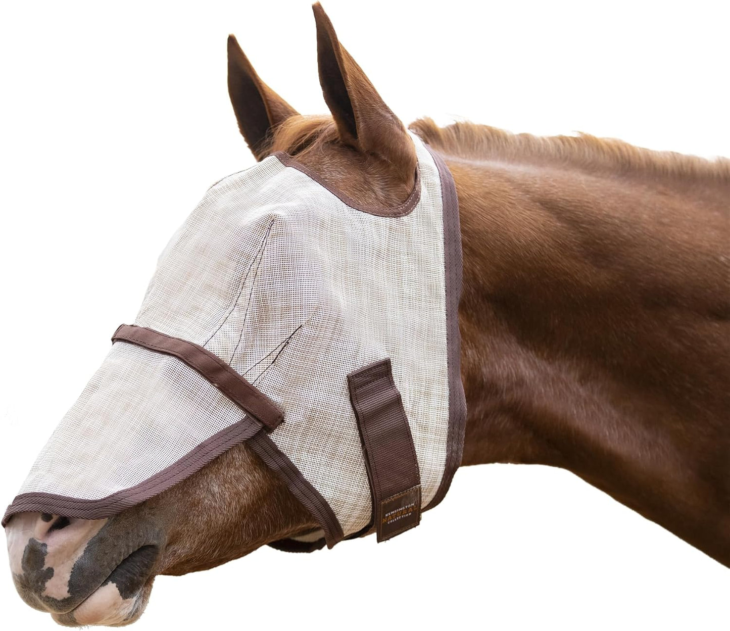 Kensington Signature Fly Mask with Removable Nose — Protects Horses Face and Nose from Biting Insects and UV Rays While Allowing Full Visibility — Ears and Forelock Able to Come Through The Mask
