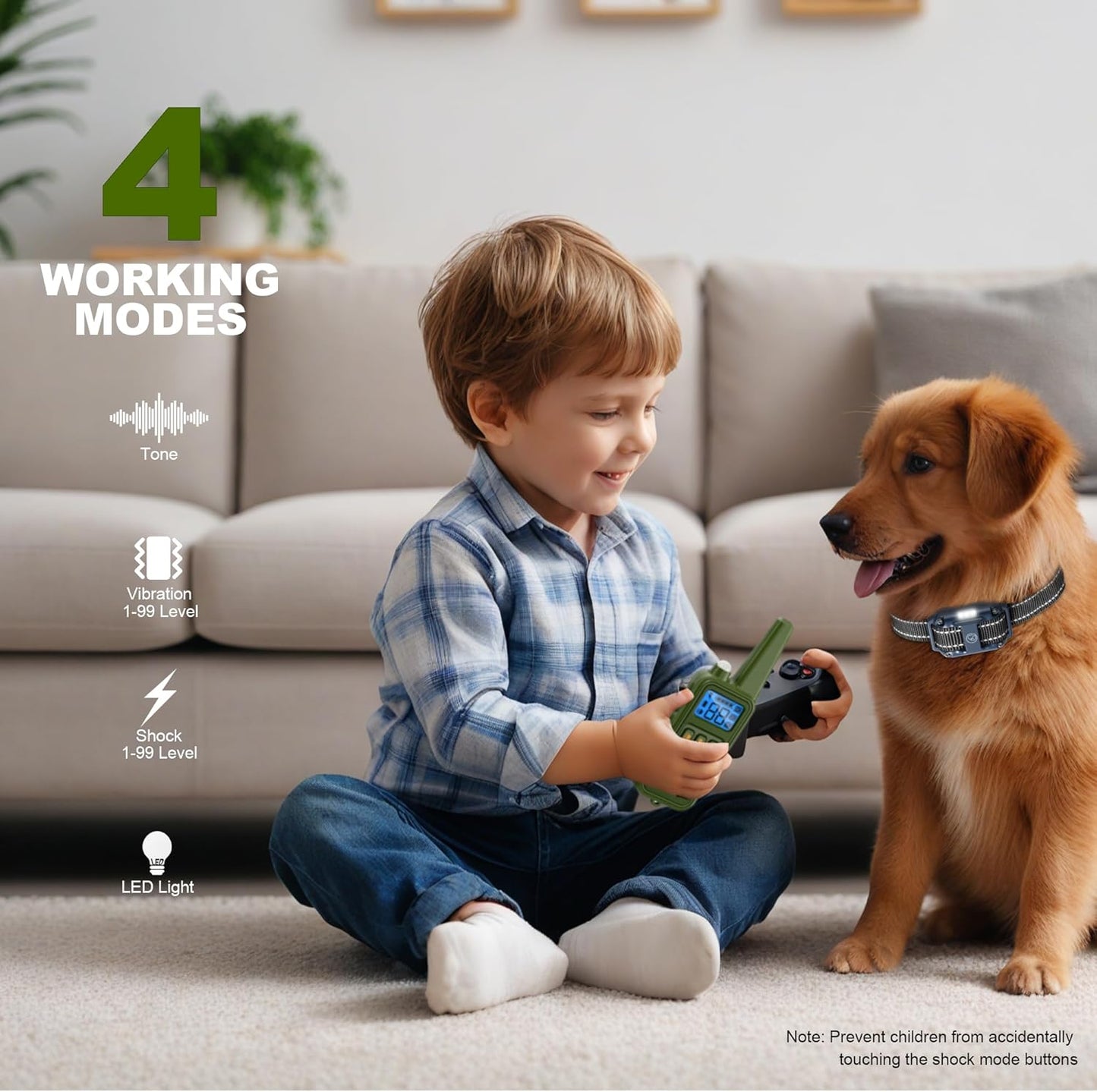 Dog Shock Collar, Electronic Dog Shock Collar with Shock, Beep, Vibration, Dog Training Collar with Remote, Light, Waterproof Rechargeable, 2600ft Dog e-Collar for Small Medium Large Dogs