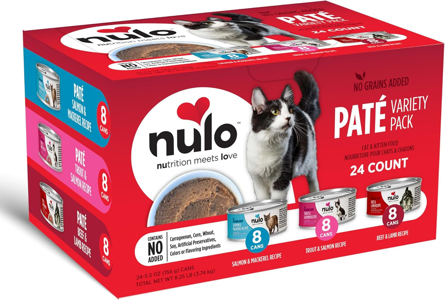 Nulo Variety Pack Pate Wet Canned Cat Food, 5.5 Ounce(Pack of 24)