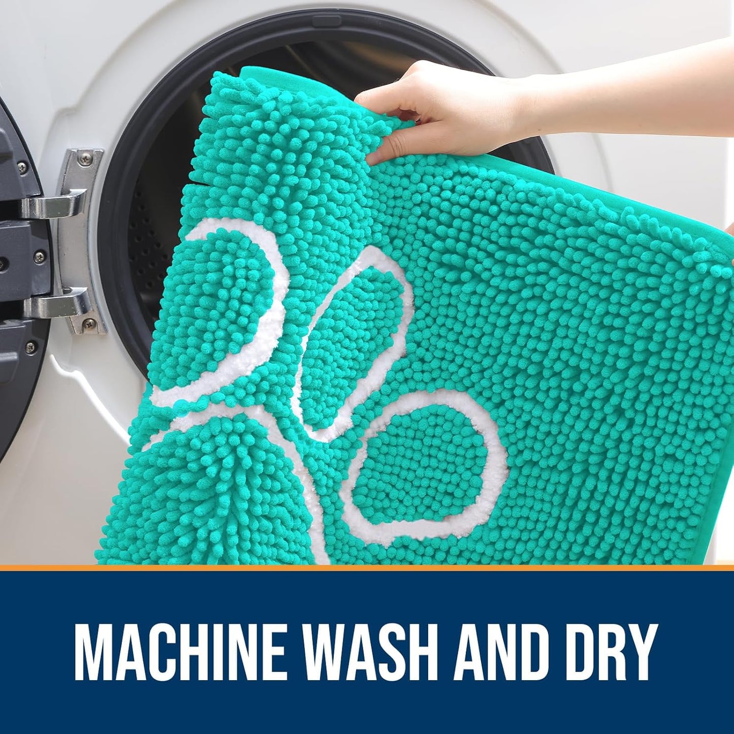 OLANLY Door Mat for Muddy Dog Paws 36x24, Ultra Absorbent Chenille Mud Doormat with Paw Print Design, Non-Slip Washable Doormat for Indoor Entryway, Quick-Dry Pet Bed Mats for Dirty Dogs, Teal