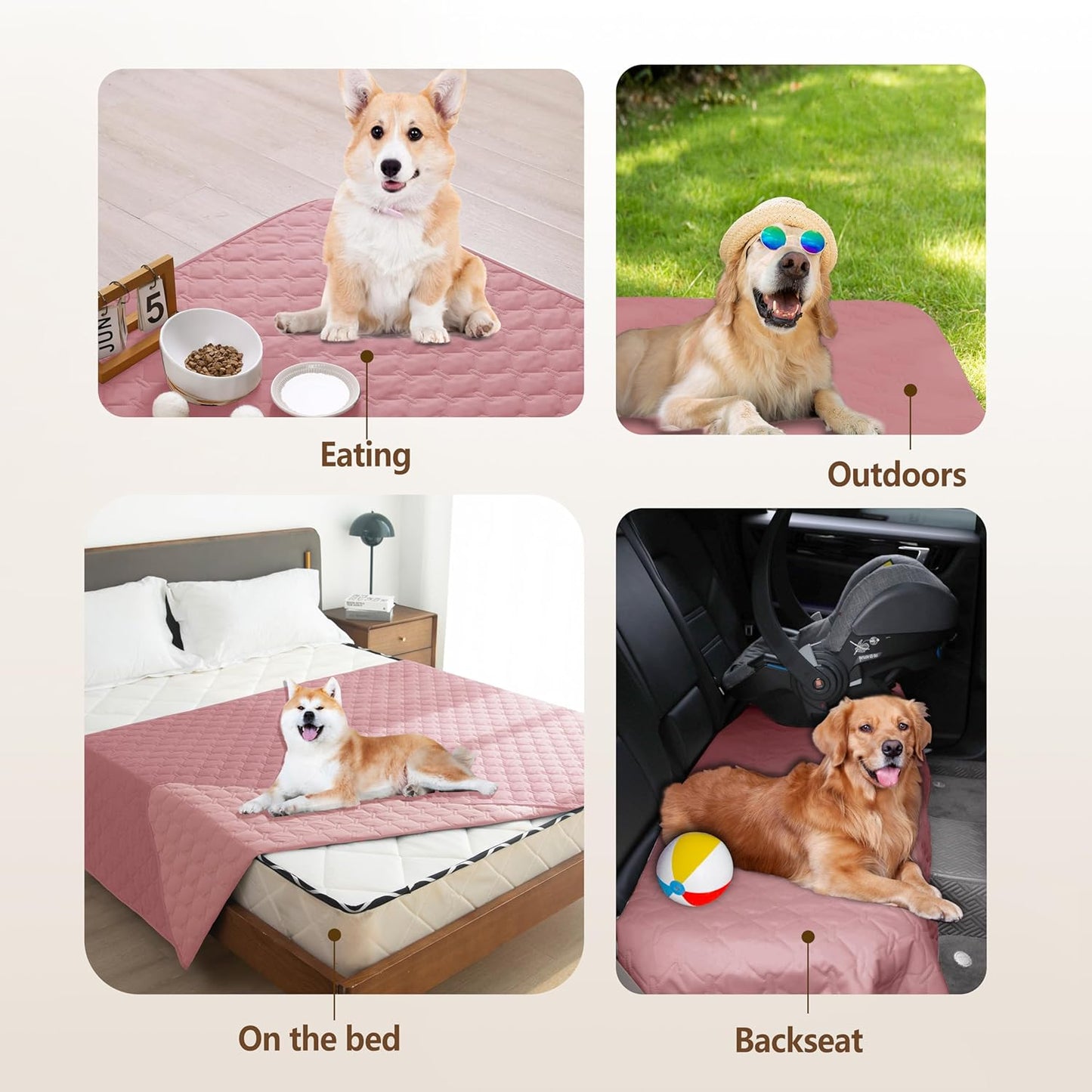 gogobunny 3X Stronger Waterproof Pet Blanket, Scratch Proof Furniture Protector for Dogs Cats, Reversible Cover 30x30 Inch, Dark Pink/Light Pink