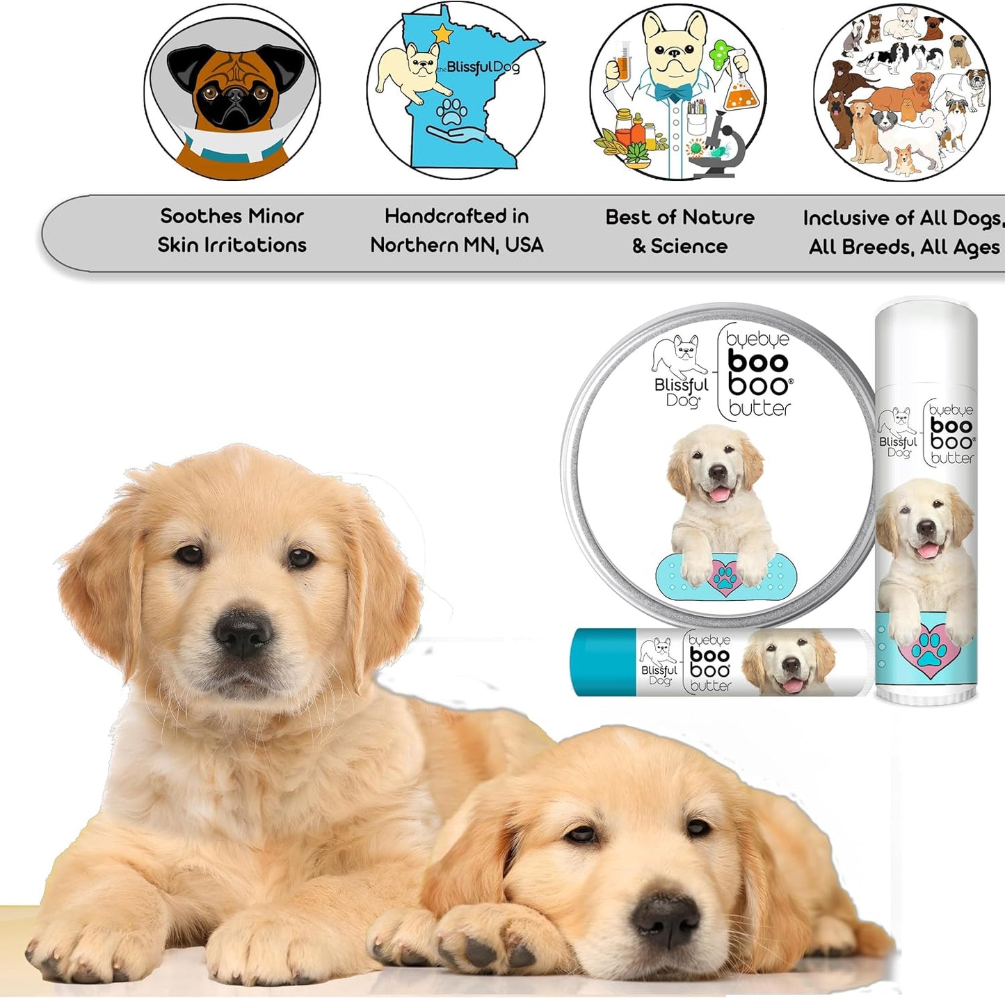 The Blissful Dog 1 oz TIN Golden Retriever Booboo Butter