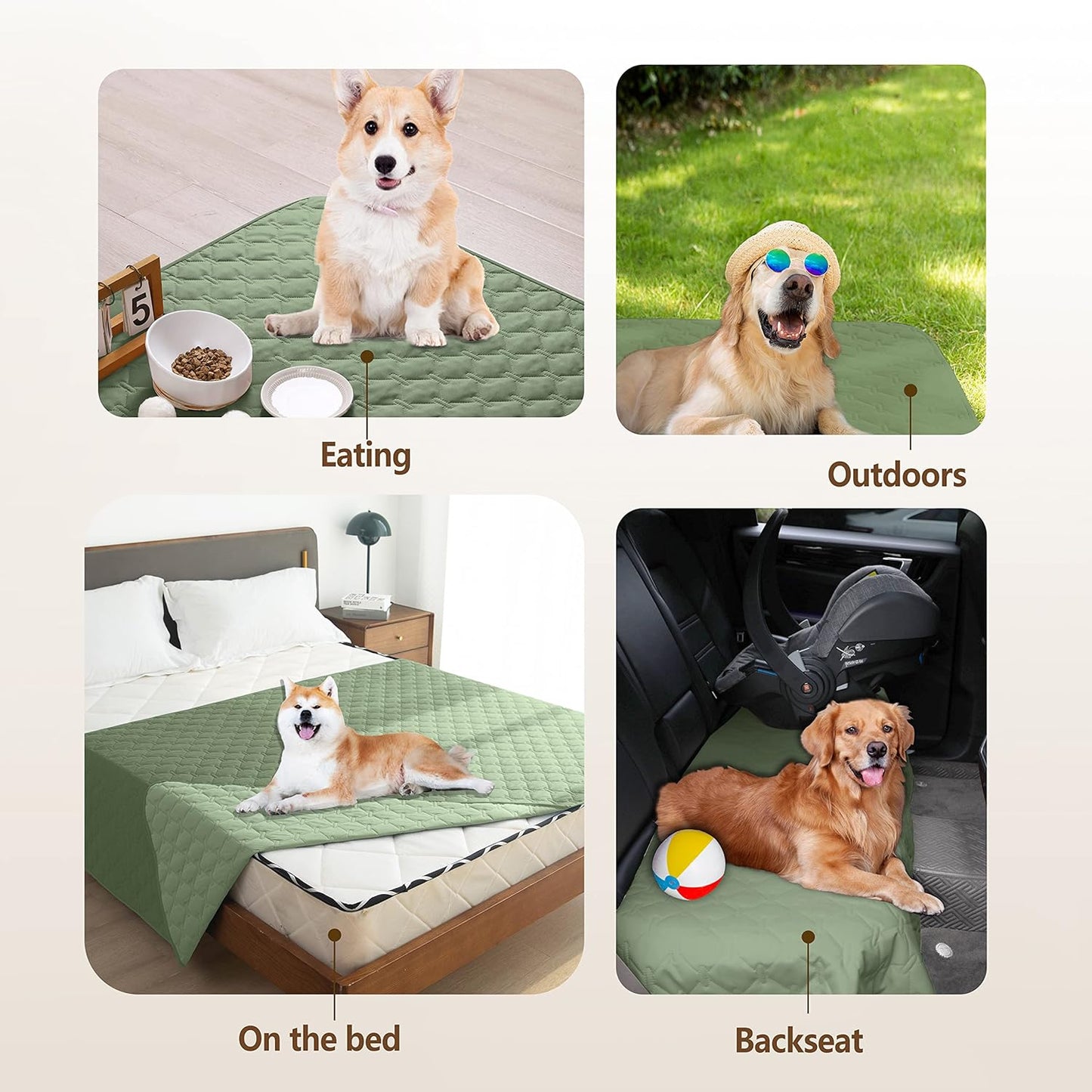 gogobunny 100% Double Sided Waterproof Dog Blanket Soft Pet Bed Cover Reversible Protect Furniture Couch Sofa Car for Puppy Cat Kids (Dark Green/Light Green, 30x80 Inch (Pack of 1))