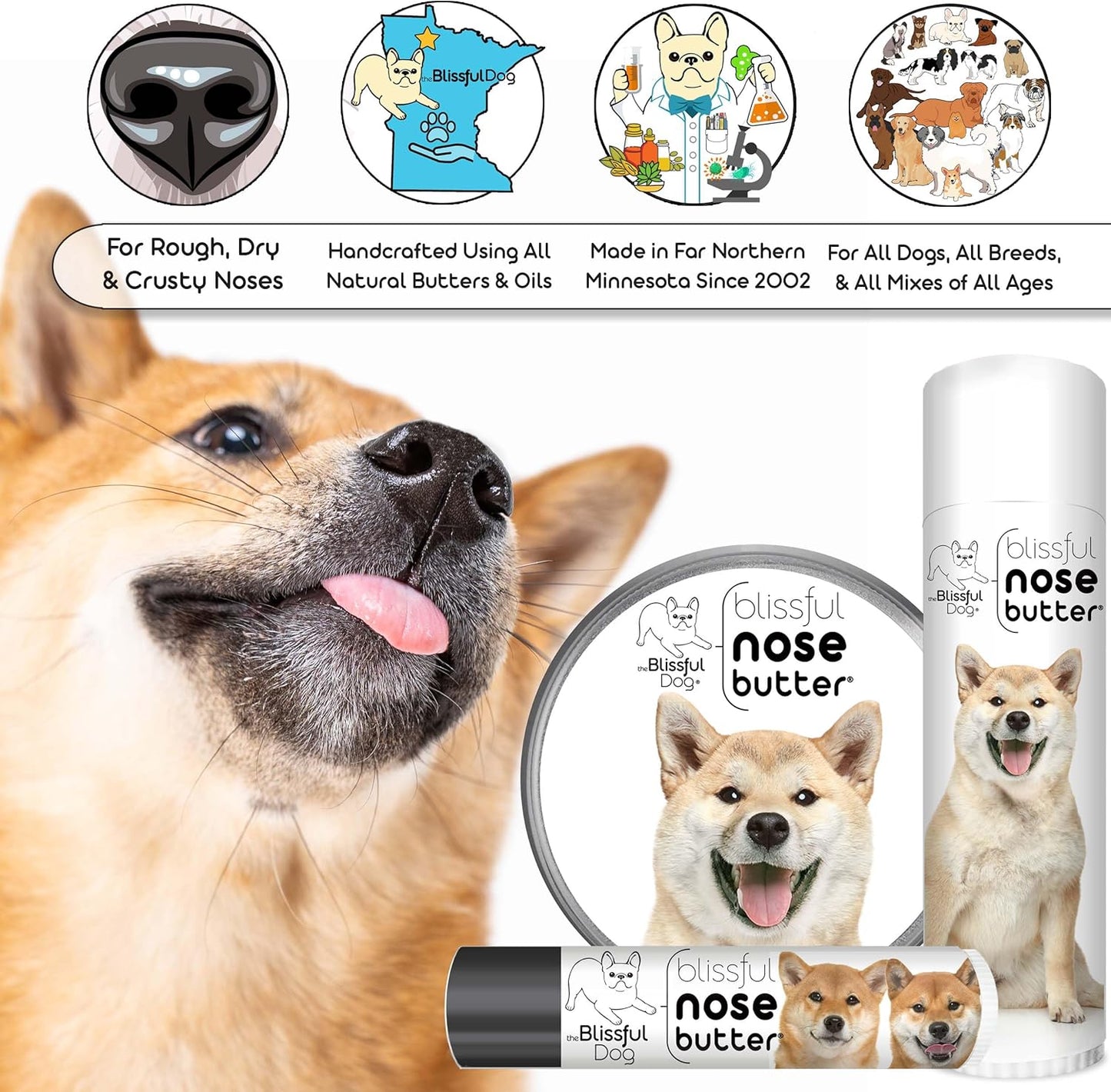 The Blissful Dog Shiba Inu Unscented Nose Butter - Dog Nose Butter, 2 Ounce
