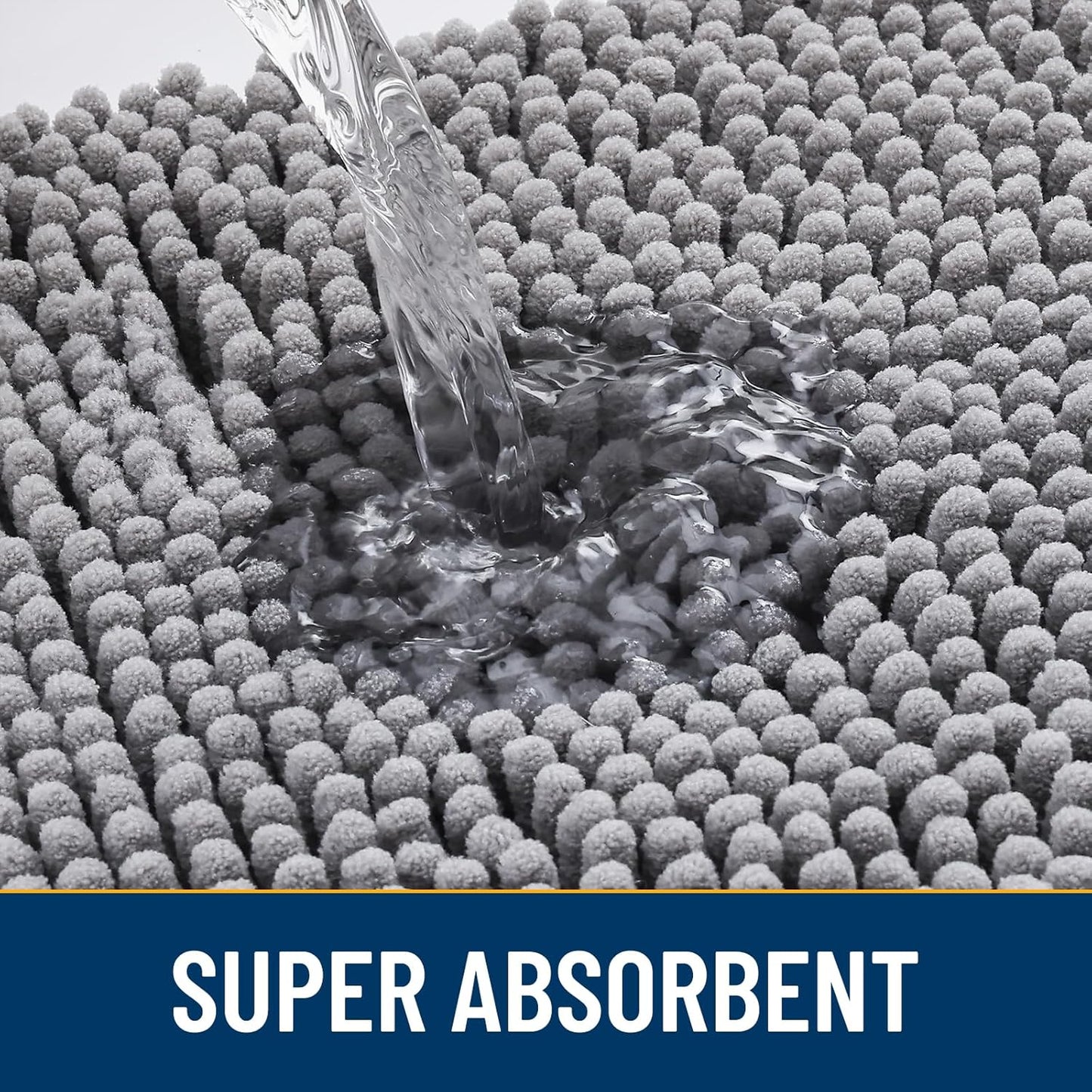 Smiry Dog Door Mat for Muddy Paws 30x17, Absorbs Moisture and Dirt Doormat, Non-Slip Washable Quick Dry Chenille Front Door Mat Indoor Entrance, Entryway Carpet for Inside Floor, Grey