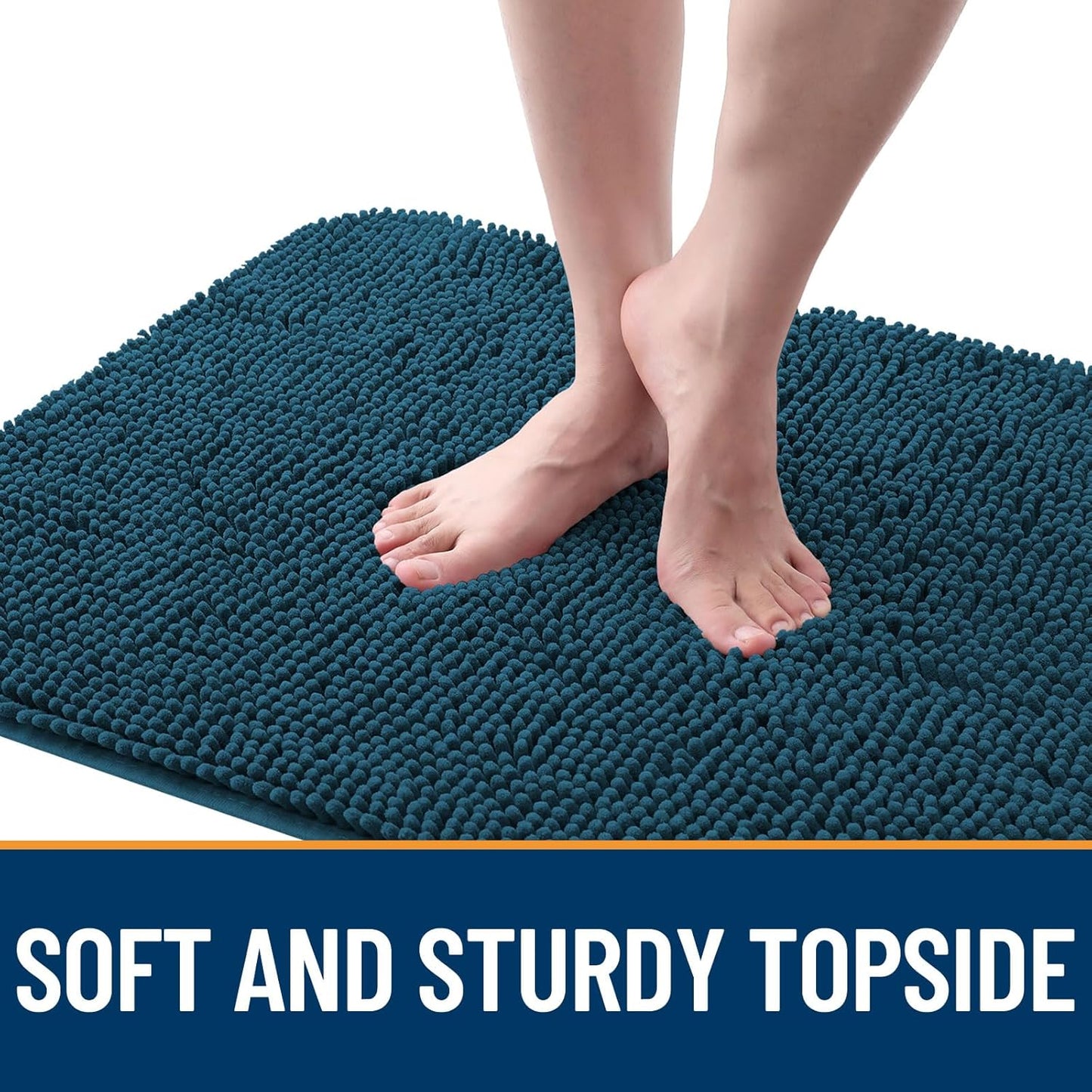 OLANLY Dog Door Mat for Muddy Paws 70x24, Absorbs Moisture and Dirt, Absorbent Non-Slip Washable Doormat, Quick Dry Chenille Mud Mat, Entry Indoor Entryway Carpet for Inside Floor, Atlantic Blue