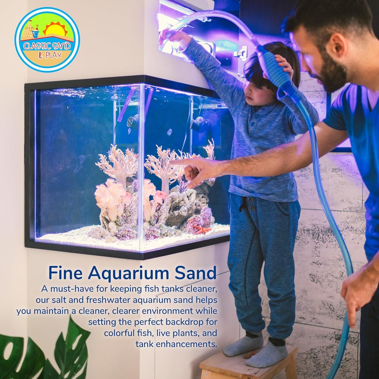 CLASSIC SAND & PLAY Natural Aquarium Sand for Freshwater and Saltwater Tanks, 20 lb. Bag, Improves Filter Life and Filtration Process, Pre-Washed Fine Sand, Orange