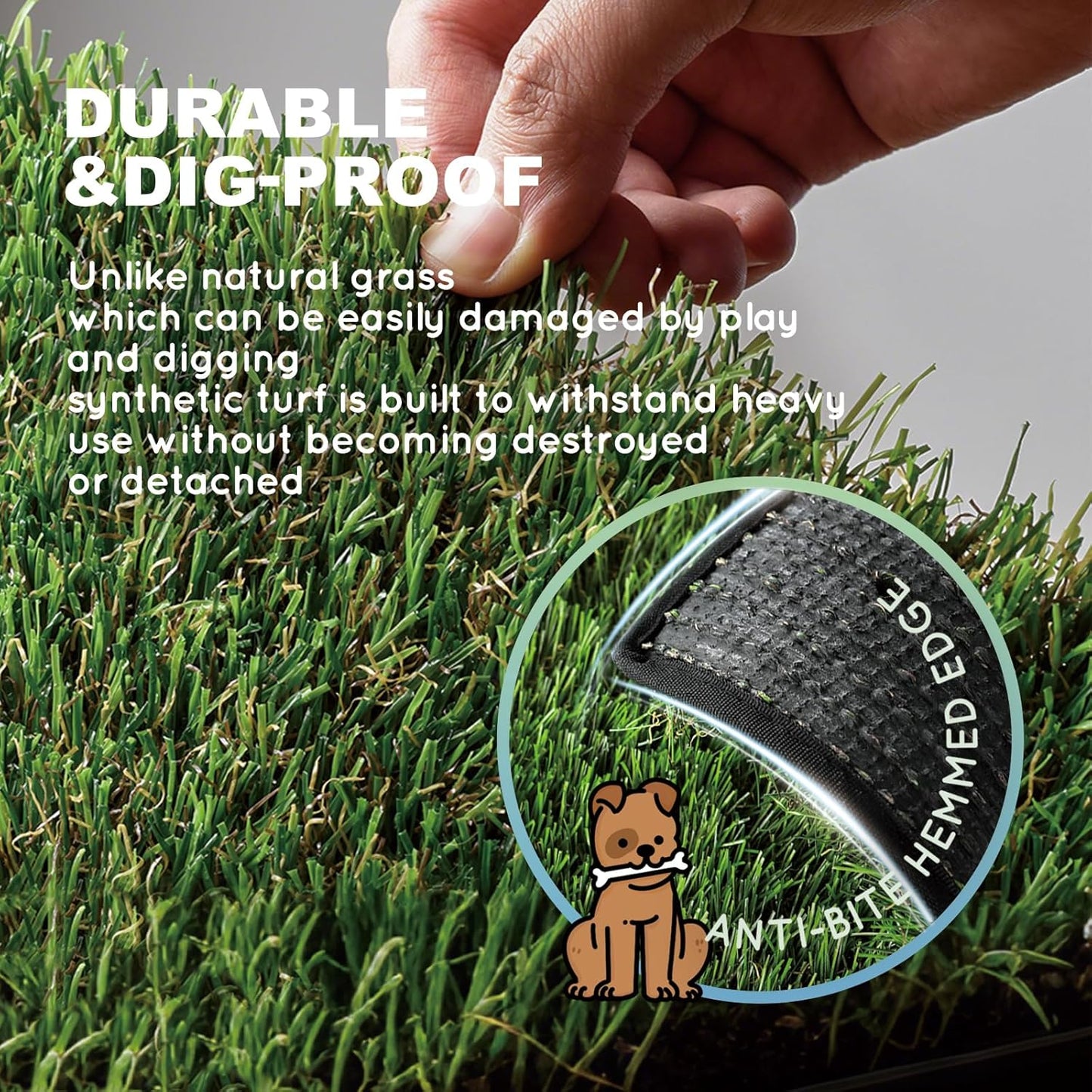 HQ4us Dog Grass Pad with Tray Medium 31”×21” Dog Litter Box Toilet with 2×Artificial Grass for Dogs with Hemmed Edge, Pee Pads for Dogs, Realistic, Less Stink, Potty for Balcony