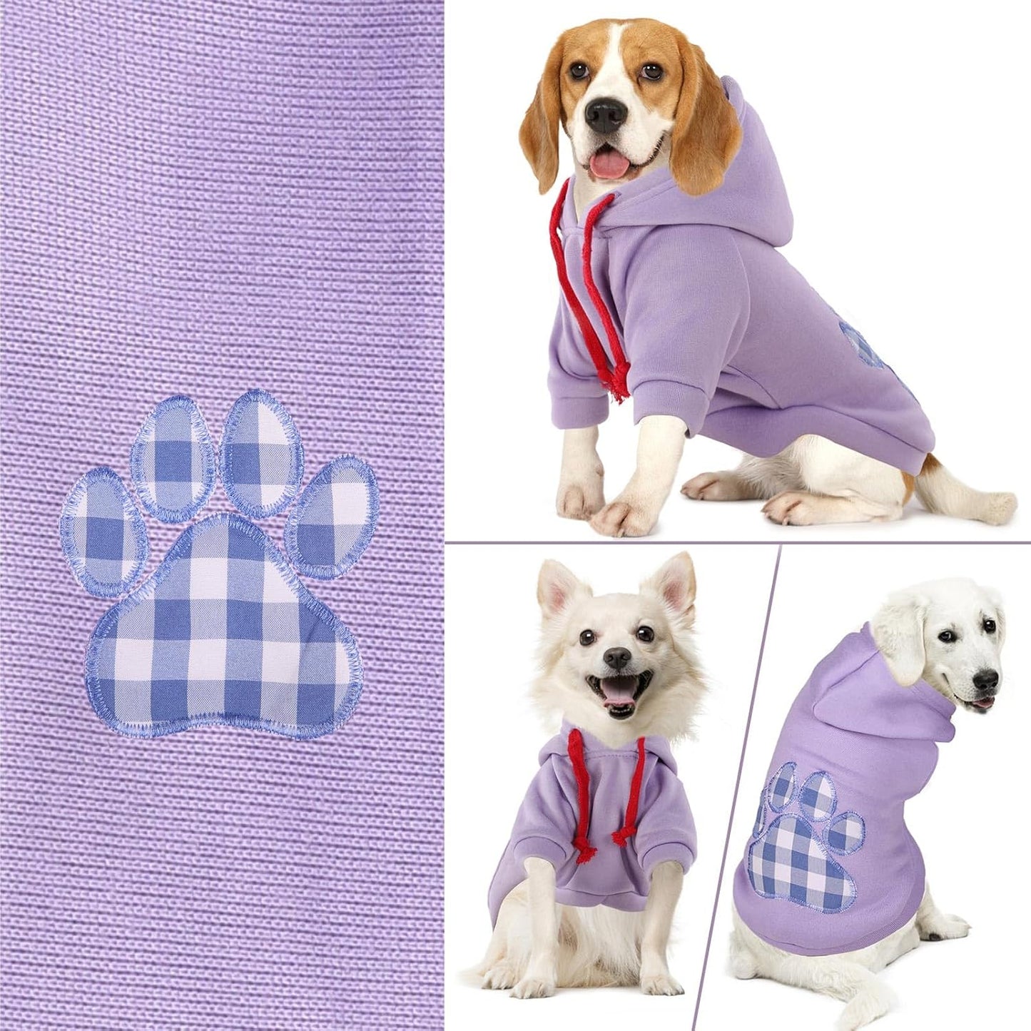 SAWMONG Dog Hoodie,Flannel Pet Hooded Sweater with Hat Puppy Pullover Sweater Shirt,Dog (Purple,XL)