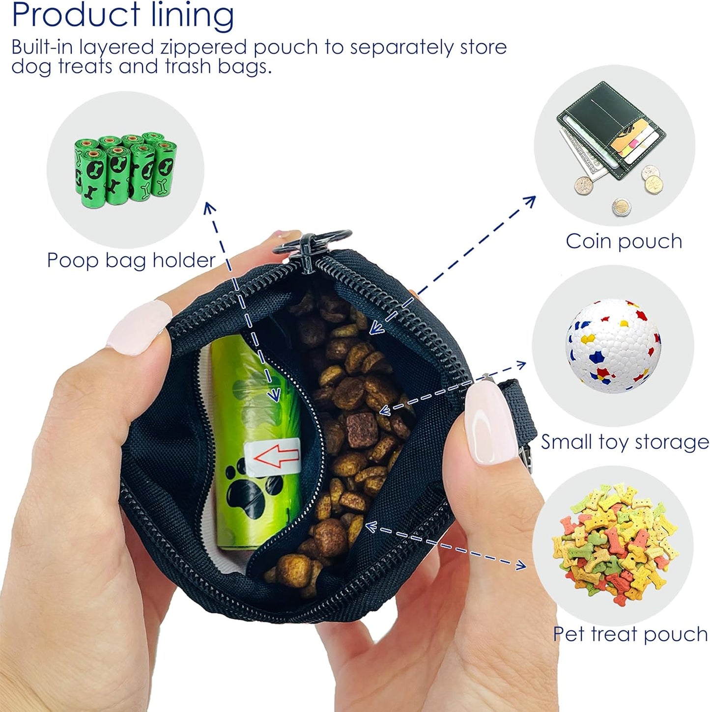 Dog Treat Pouch for Pet Walking and Training with Clicker Poop Bags Small Fanny Zipper Pack Holder for Puppy Snack Dispenser Kit for Leash and Outdoor Use (Orange)