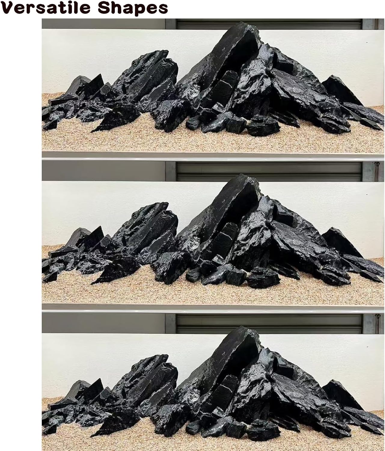 Unocho Natural Aquarium Rocks 10LB Decorative Slate Stones Black Rocks for Aquarium,Aquascaping,Fish Tank Decoration, Reptile Basking Platforms, Bonsai & Garden-7Pcs 3-7inches