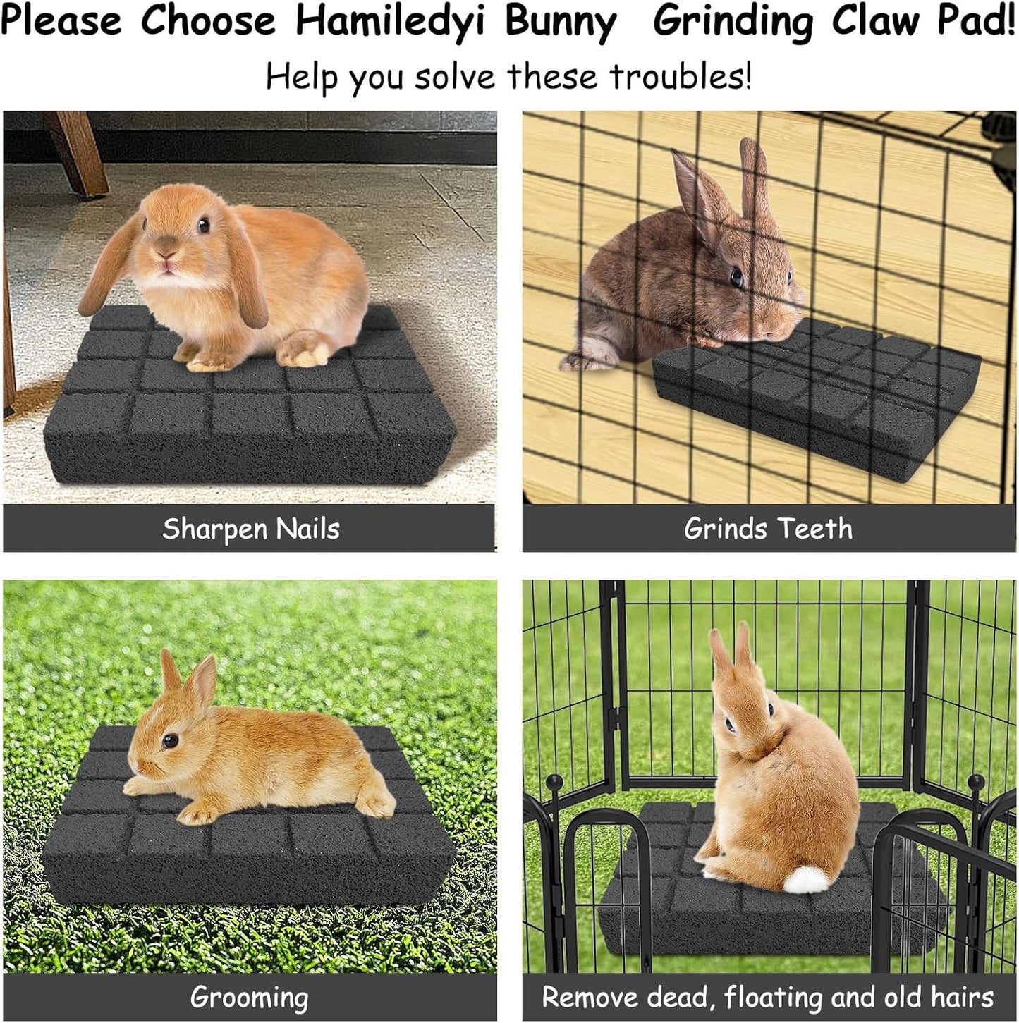 Hamiledyi 2PCS Rabbit Scratching Pads Bunny Lava Grinding Claw Pads Small Animal Foot Pads Hamster Scratch Board Chew Toys for Gerbil Chinchilla Hedgehog Guinea Pig Cage Accessories