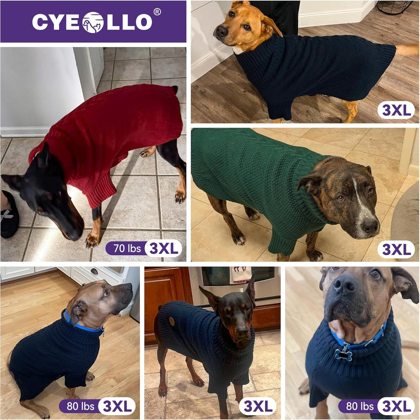 cyeollo 4XL Dog Sweater,Pullover Turtleneck for Large Dogs Classic Knitwear Fall Winter Cold Weather Pet Clothes Warm Pet Apparel Large Big Dog Sweaters Female, Orange XXXXL