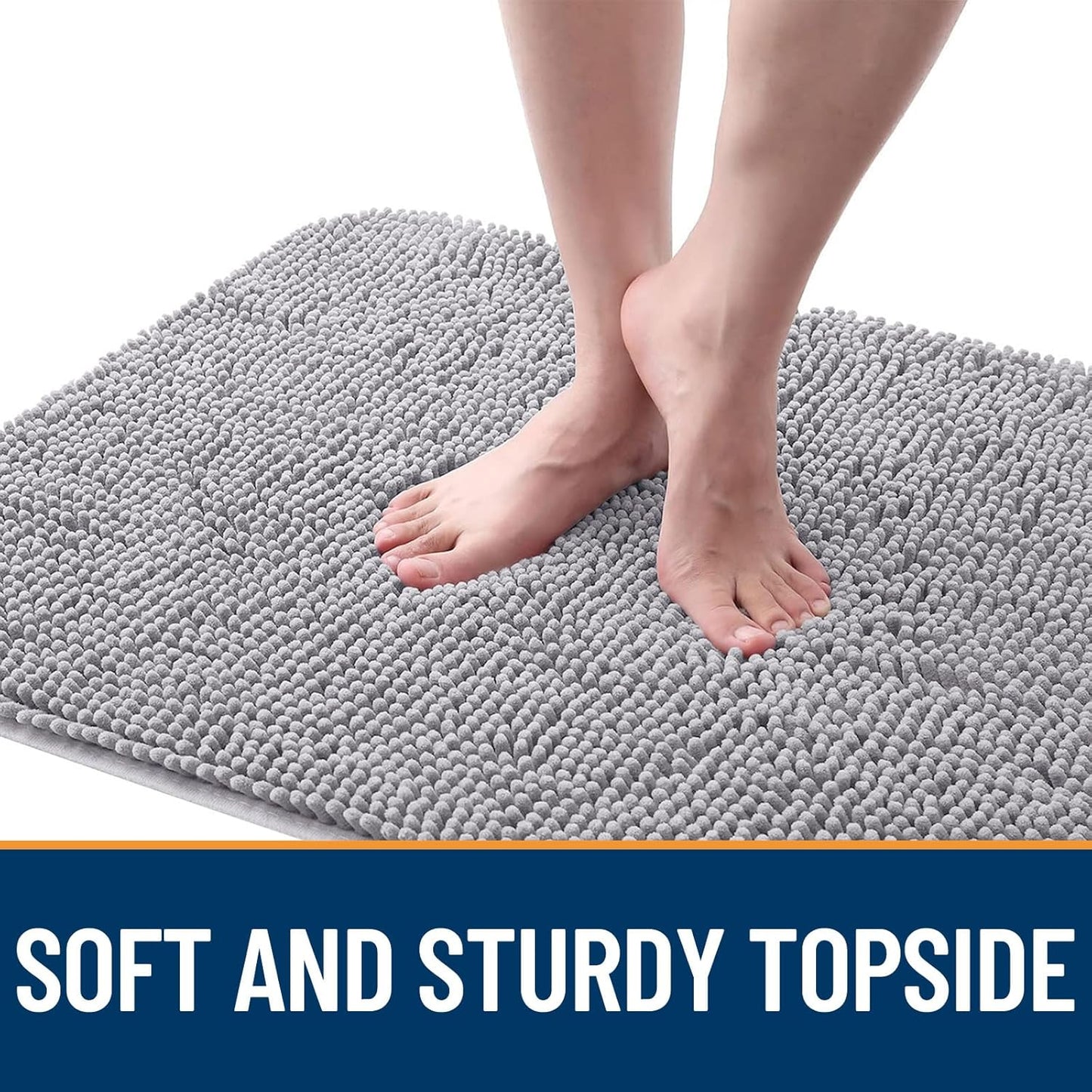 OLANLY Dog Door Mat for Muddy Paws 40x24, Absorbs Moisture and Dirt, Absorbent Non-Slip Washable Doormat, Quick Dry Chenille Mud Mat for Dogs, Entry Indoor Entryway Carpet for Inside Floor, Light Grey