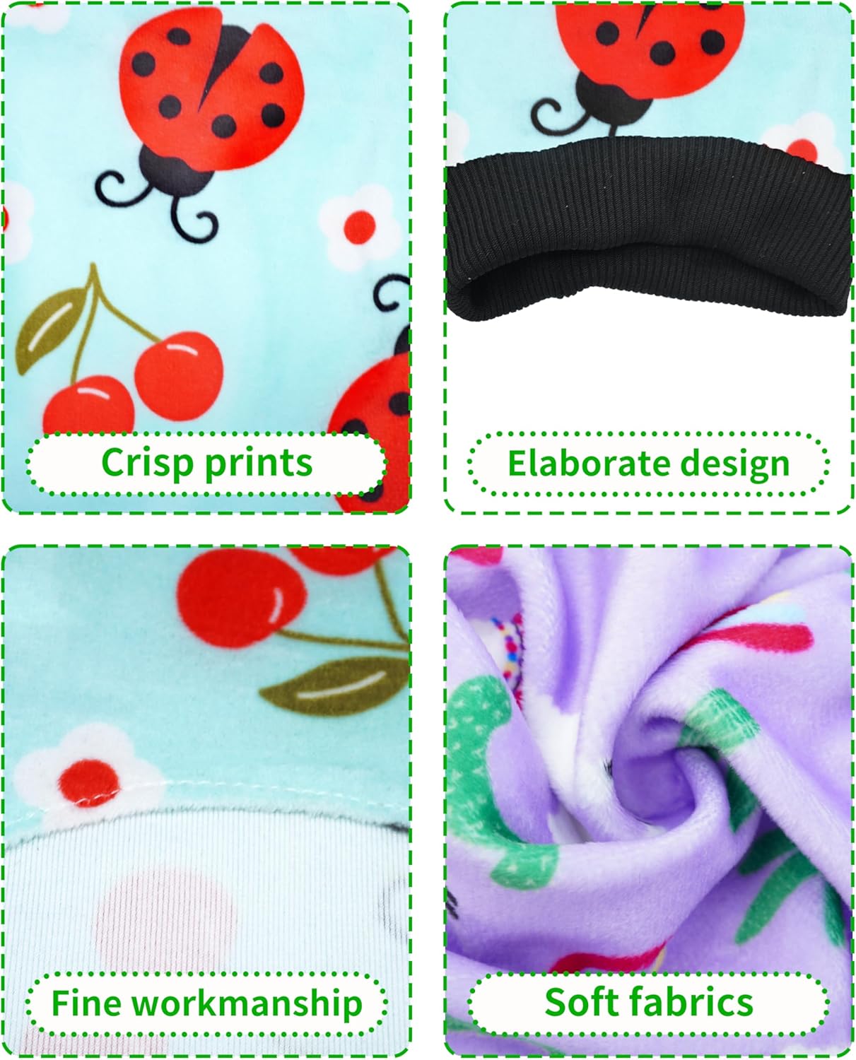 PET SHOW 4 Pack Small Dog Pajamas Spring Dog Clothes for Medium Dogs Girl Boy Soft Stretchy PJs Bee Ladybug Jumpsuit Puppy Cats Floral Onesies Outfits with Sleeve Pets Dachshund Costume(L, Spring)