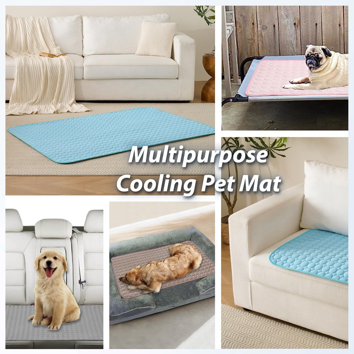 MICROCOSMOS Summer Cooling Mat & Sleeping Pad- Water Absorption Top, Materials Safe, Easy Carry, EZ Clean. Keep Cooling for Pets, Kids and Adults.(Pink, 48" x24")