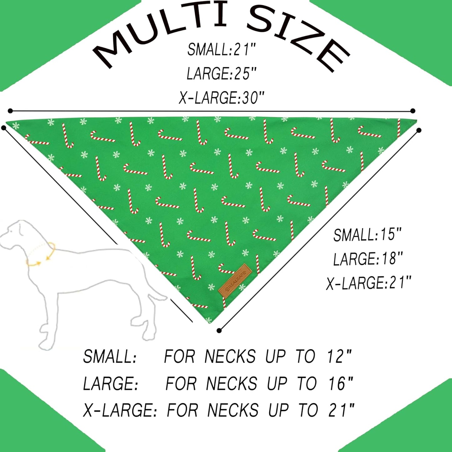 Realeaf Christmas Dog Bandanas 2 Pack, Reversible Red Green Xmas Dog Scarf for Boy and Girl, Premium Durable Fabric, Holiday Bandana for Small Medium Large and Extra Large Dogs (Small)