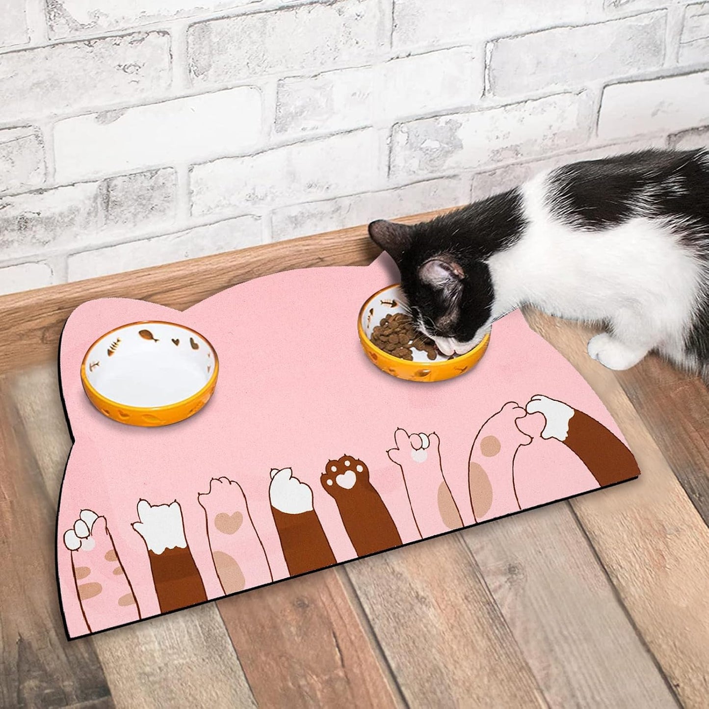 Cat Food Mats for Floor, Cat Water Bowl Mats Pet Feeding Absorbent Mat Cat Placemats for Food and Water Pink 23.6 * 13.7 inch