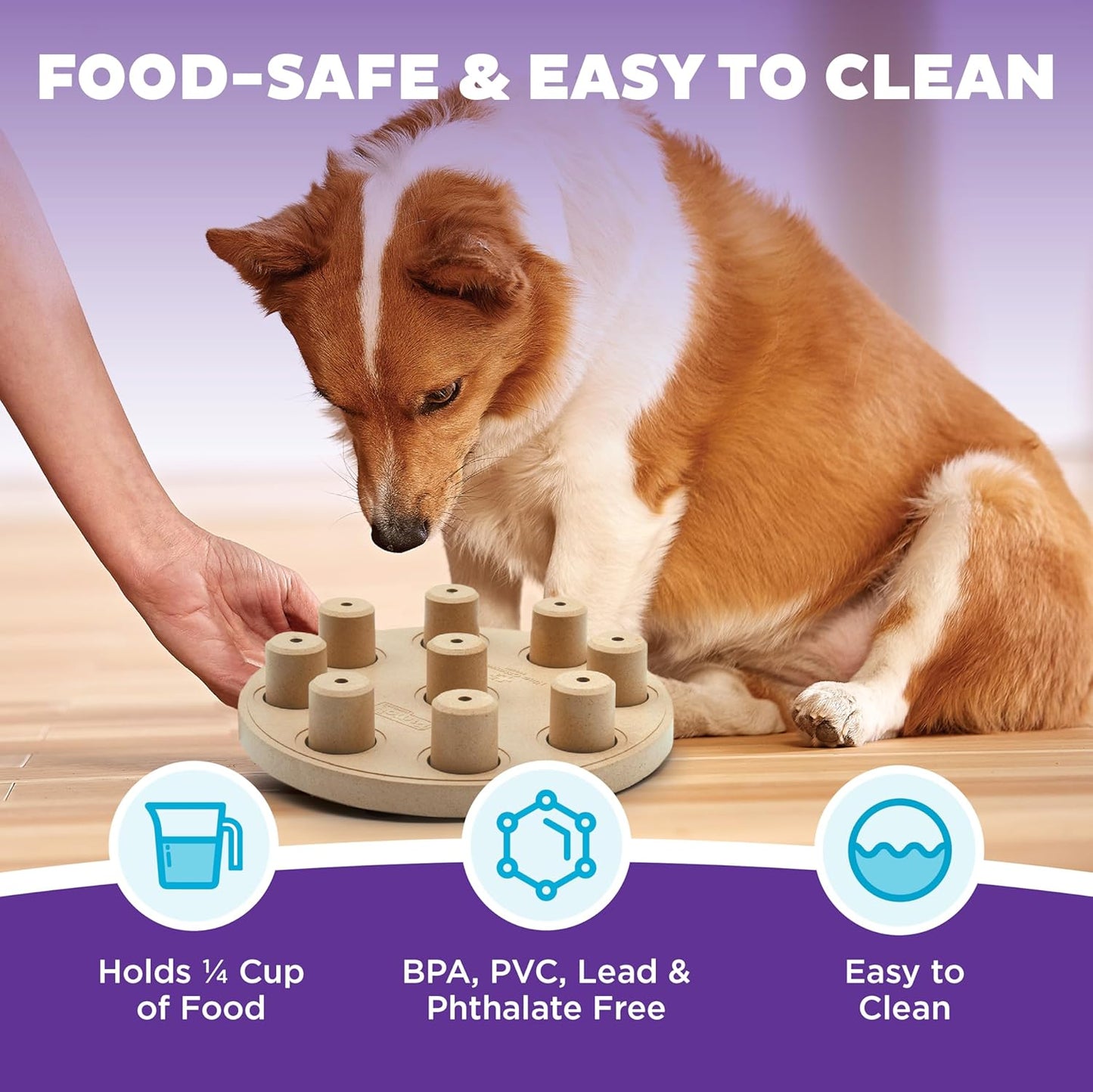 Outward Hound by Nina Ottosson Dog Smart Treat Puzzle Enrichment Toy, Level 1 Beginner, Tan, Composite