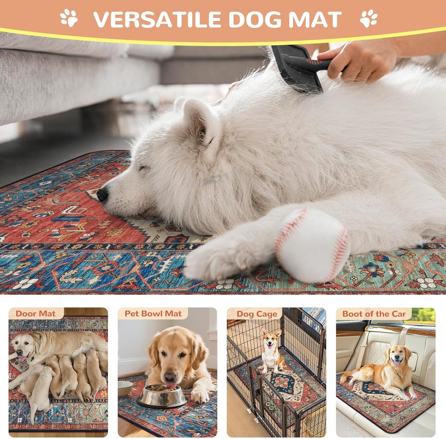 Lahome Extra-Large Washable Dog Pee Pads (72"x72") - Super Absorbent & Waterproof - Leakproof Reusable Mat for Playpens, Beds & Whelping, Convenient Cleanup,Red