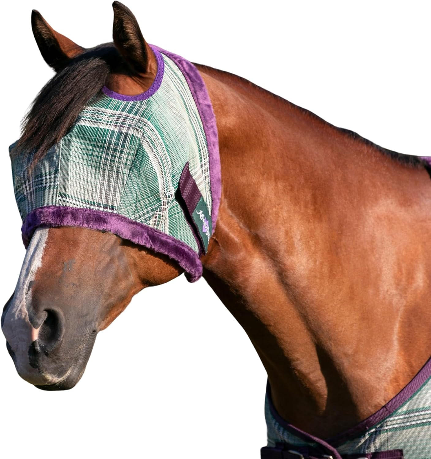 Kensington UV Fly Mask with Fleece Trim - Protective Mask with Dual Ear Opening Size: Small Color: 2019-Imperial Jade
