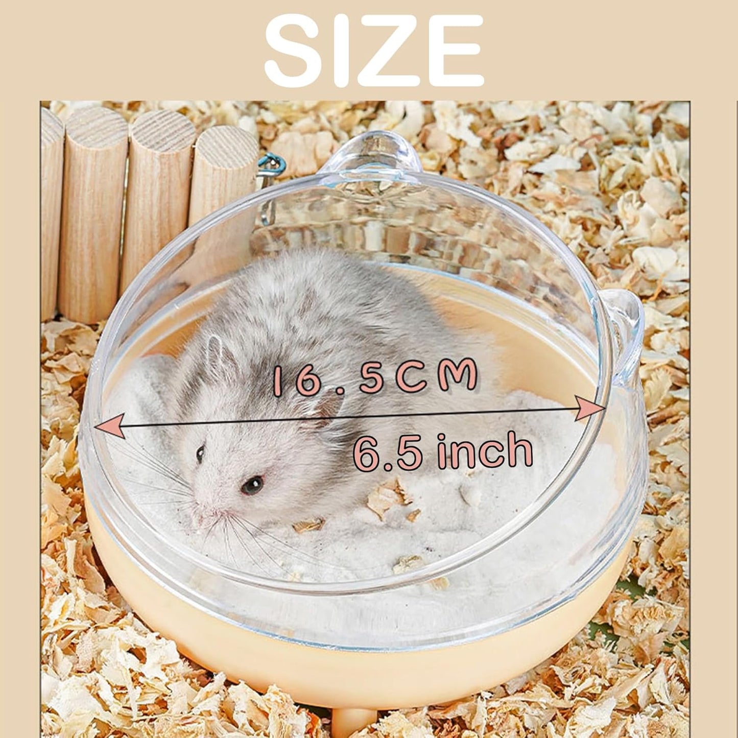 Meow&Woof Hamster Sand Bath Container, Large Sandbox Toilet Gerbil Batheoom, Tiny Chinchilla Dust Bathtub Sand Bath Box for Hamster Cage Accessories 6.5 Inch-Yellow