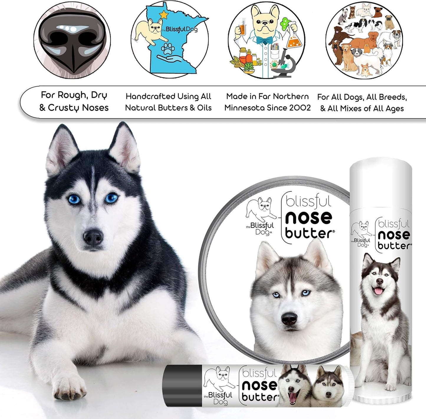 The Blissful Dog Husky Unscented Nose Butter - Dog Nose Butter, 4 Ounce