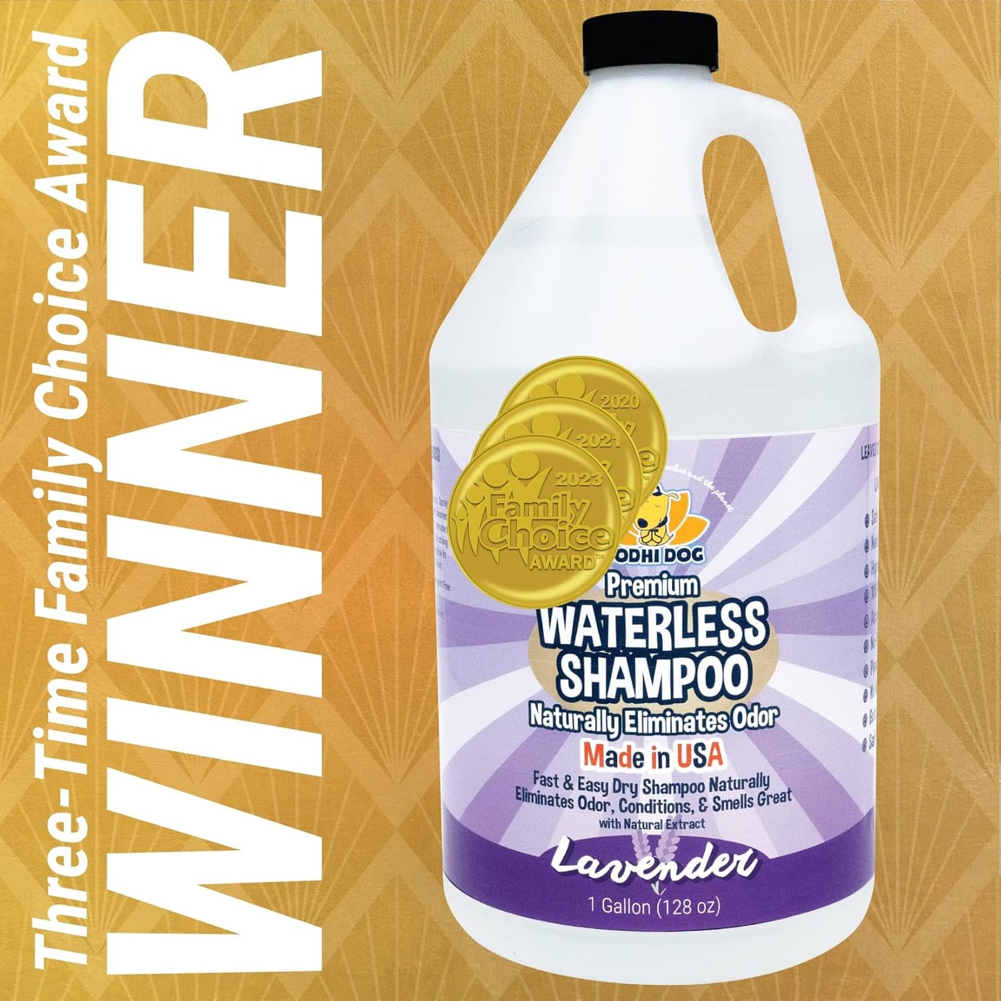 Bodhi Dog Waterless Shampoo - Natural Dry Shampoo for Dogs & Cats - Neutralizes Pet Odor - No Rinse Required - Made of Natural Extracts - Safe for Sensitive Skin - Made in USA - Lavender (1 Gallon)