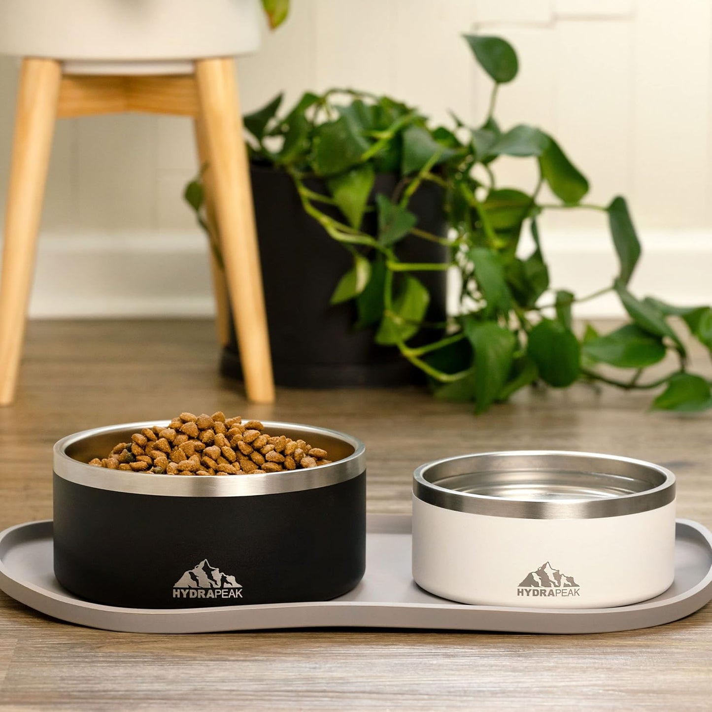 Hydrapeak Dog Bowl; Non Slip Stainless Steel; Water and Food Dish; Large Sized and Small Dogs; 32oz 64oz; Multiple Sizes; 4 Cup | Stone