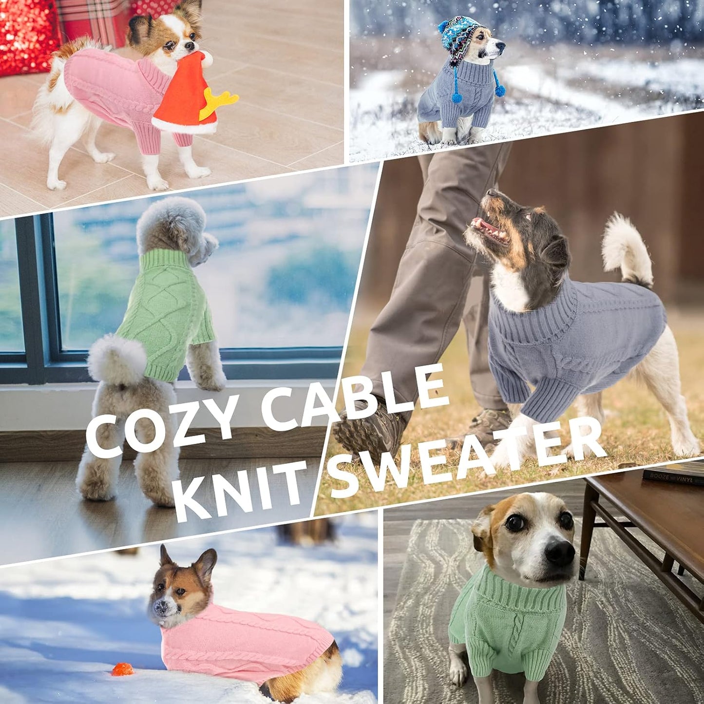 Queenmore Extra Large Warm Turtleneck Knitted Big Dog Sweaters for Male and Female Dogs (Grey,2XL)