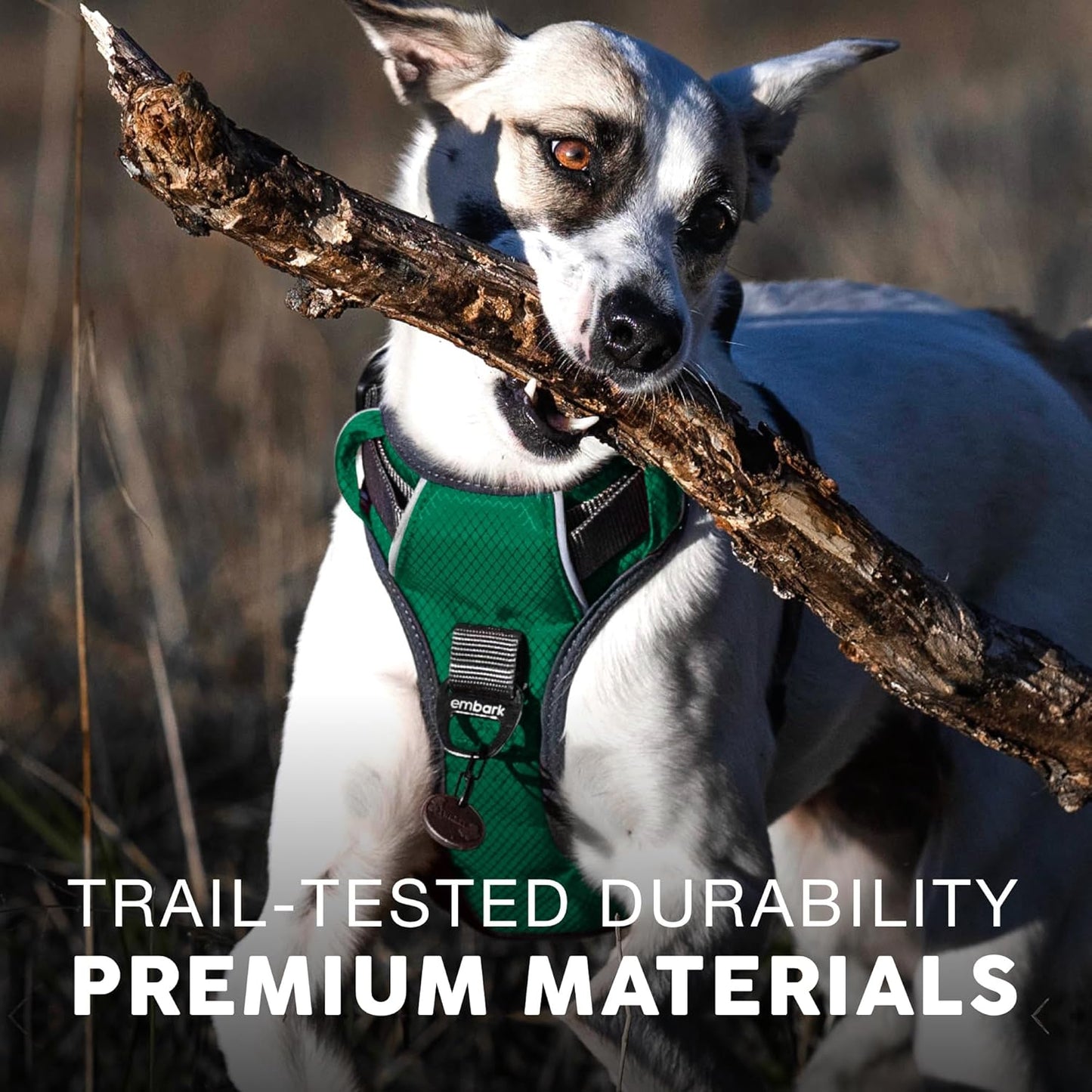 Embark Adventure Dog Harness, Reflective Trim No Pull Dog Harness for Large Dogs - Military Grade Nylon, Front Clip with Gel Lined Handle.