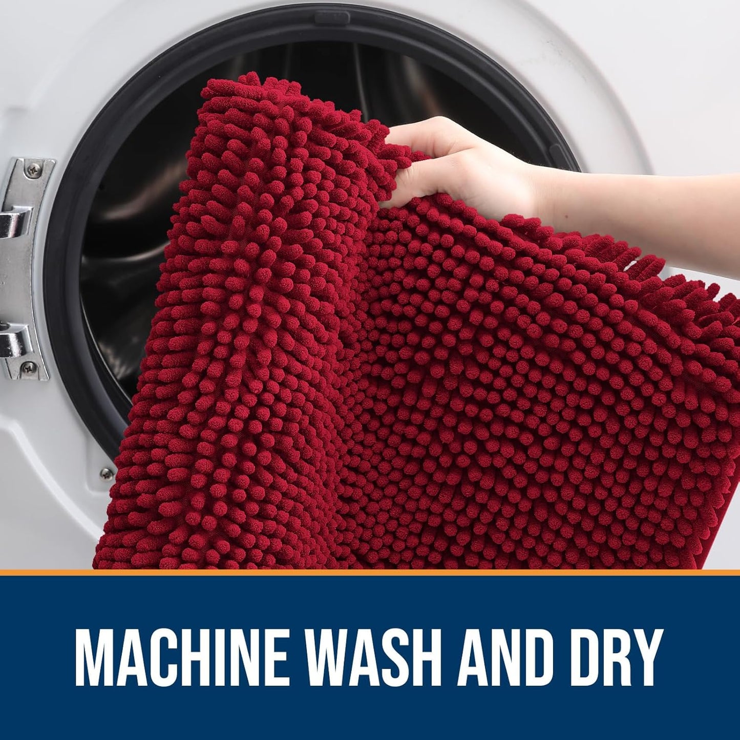 OLANLY Dog Door Mat for Muddy Paws 70x24, Absorbs Moisture and Dirt, Absorbent Non-Slip Washable Doormat, Quick Dry Chenille Mud Mat for Dogs, Entry Indoor Entryway Carpet for Inside Floor, Red