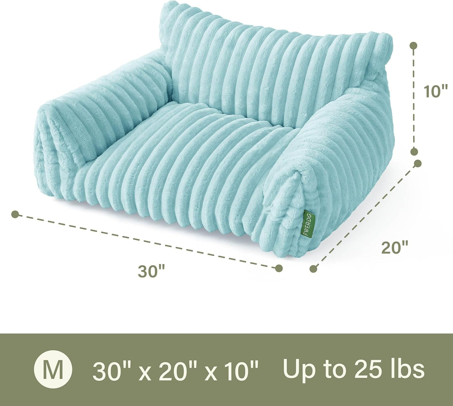 Cute Couch Bed for Pets, Supportive Cat Sofa for Indoor Cats, Medium Dog Sofa Bed for Medium Dogs, Light Blue, 30 inches