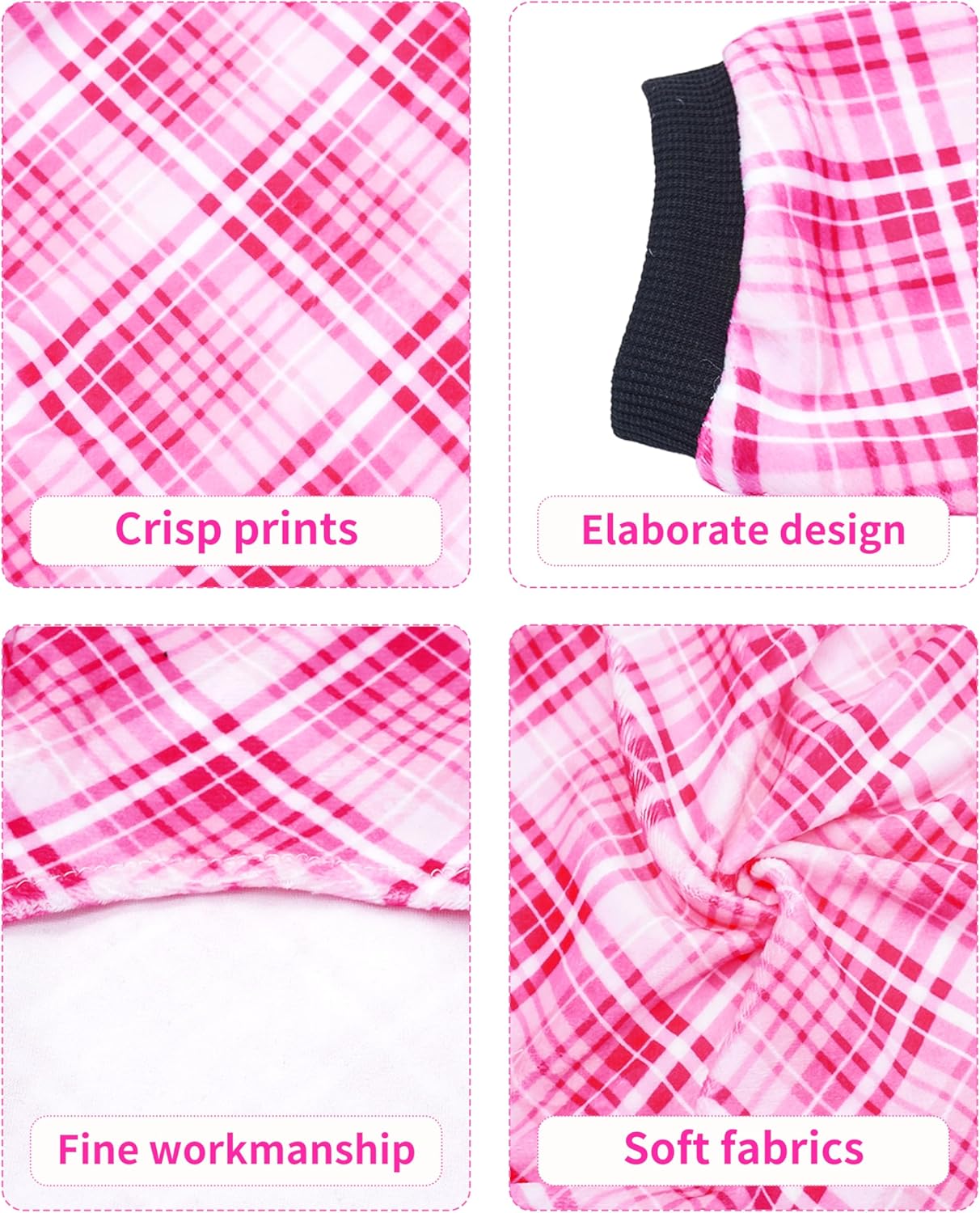 PET SHOW 4 Pack Small Dog Pajamas Cute Paw Bone Clothes for Medium Dogs Soft Stretchy PJs Plaid Jumpsuit Puppy Cats Floral Fruits Onesies Outfits with Sleeve Pets Dachshund Costume(M, Pink for Girls)