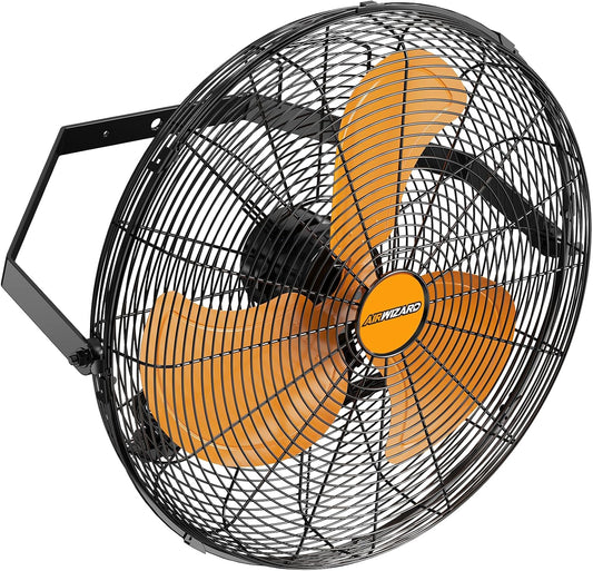 20 Inch Industrial Wall Mount Fan, 4850 CFM High Velocity Metal Wall Fan, 3 Speed, Adjustable Tilt, Commercial Use for Garage, Gym, Covered Patio, Workshop, Greenhouse - UL Listed