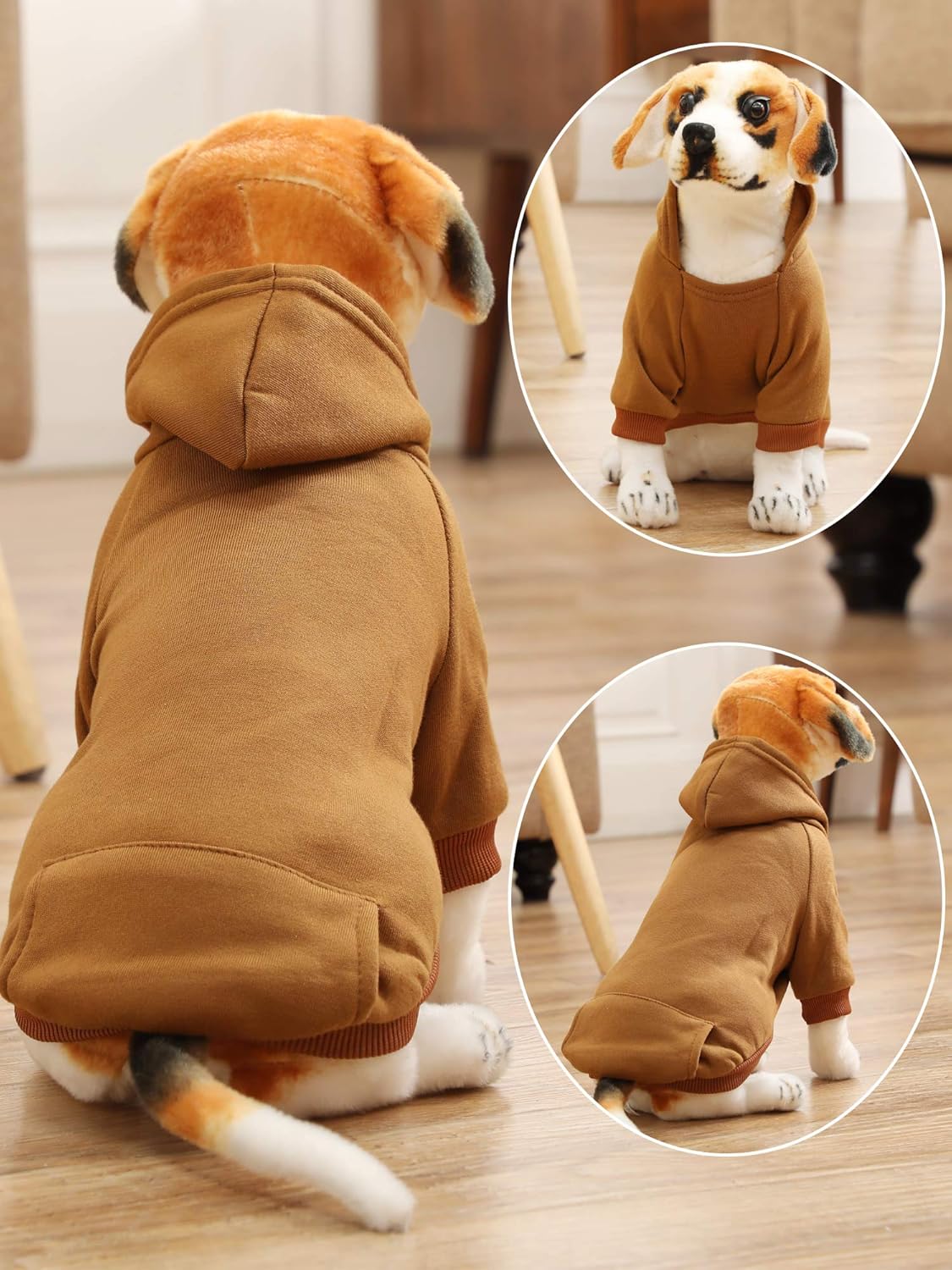 6 Pieces Dog Hoodie Dog Clothes Sweaters with Hat, Pet Winter Clothes Warm Hoodies Coat Sweater for Small Dogs Chihuahua (L)