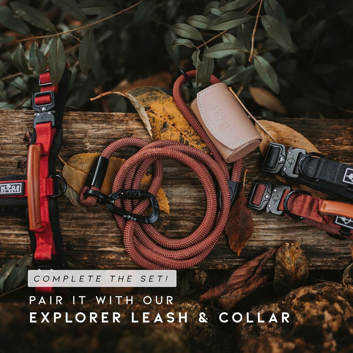 MADE TO ROAM Premium Explorer Harness - Y-Shaped Dog Harness with Adjustable Durable Nylon, Soft Padding, Metal Buckles and Leather Handle for Small, Medium, Large Dogs (Oregon Haze, Size 5)