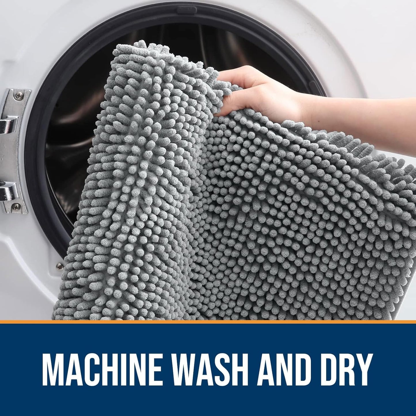 OLANLY Dog Door Mat for Muddy Paws 48x30, Absorbs Moisture and Dirt, Absorbent Non-Slip Washable Doormat, Quick Dry Chenille Mud Mat for Dogs, Entry Indoor Entryway Carpet for Inside Floor, Grey