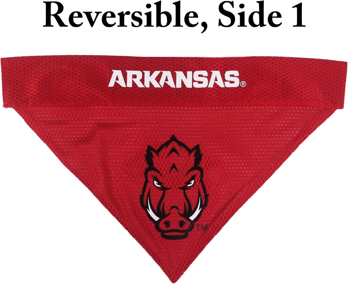 Pets First Collegiate Pet Accessories, Reversible Bandana, Arkansas Razorbacks, Small/Medium