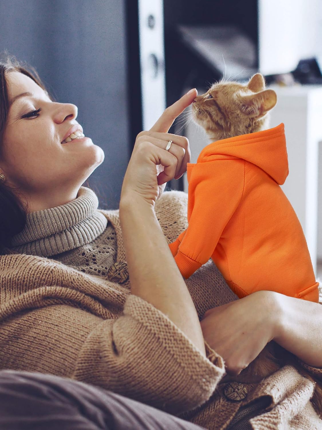 6 Pieces Dog Hoodie Dog Clothes Sweaters with Hat, Pet Winter Clothes Warm Hoodies Coat Sweater for Small Dogs Chihuahua (L)