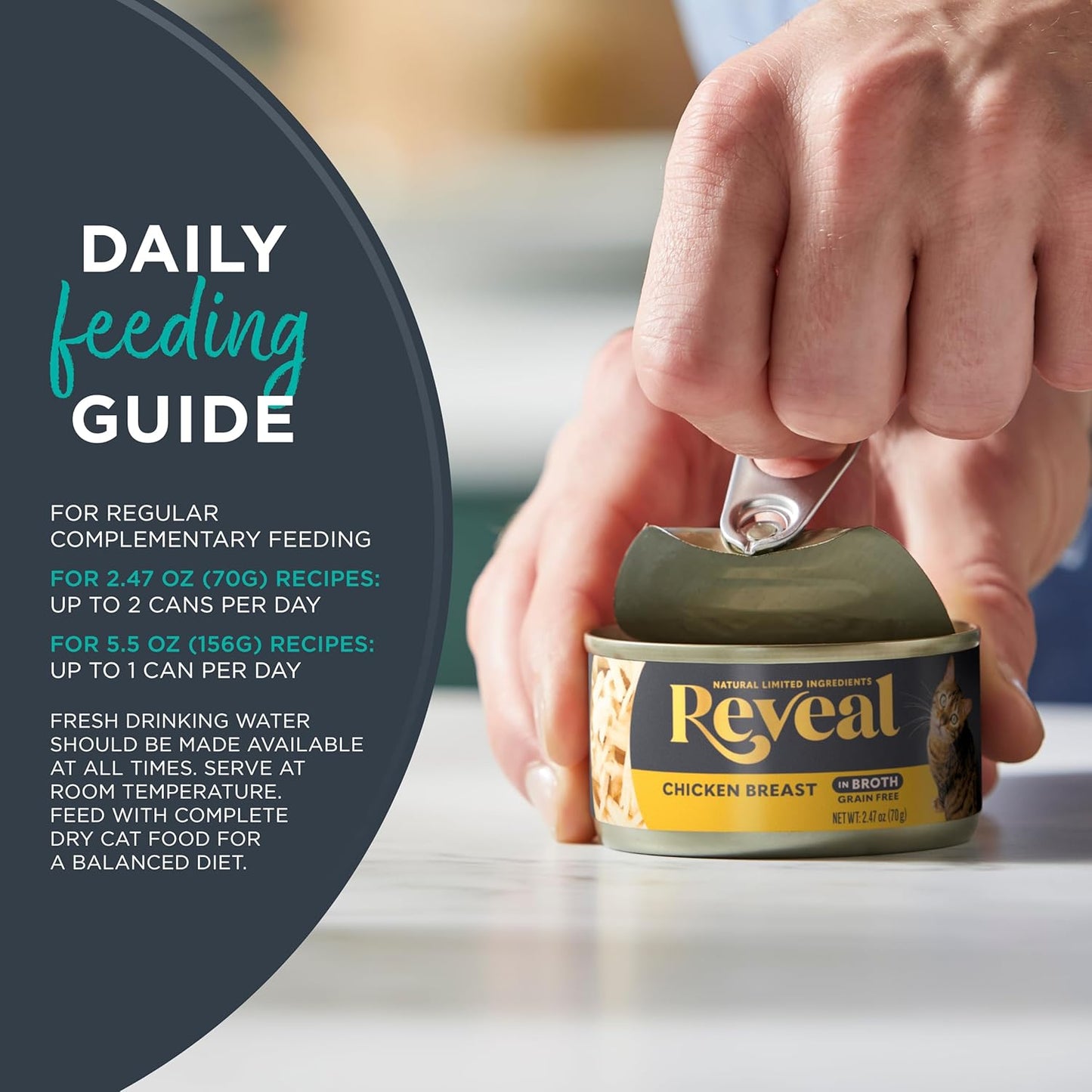 Reveal Natural Wet Canned Cat Food, Limited Ingredient, Grain Free, Protein with No Artificial Additives, Fish Variety in Broth (20 x 2.47 oz Cans)