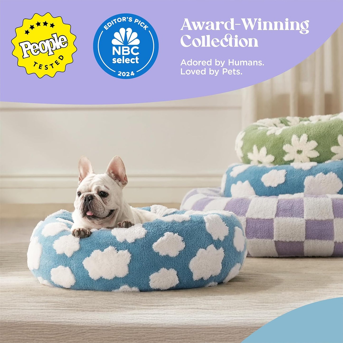 LE SURE Donut Small Dog Bed - Round Cat Beds for Indoor Cats Anti-Anxiety Calming Pet Beds, Washable Cute Modern Beds with Teddy Sherpa Plush & Anti Slip Bottom, 20 Inch, Galaxy Grey