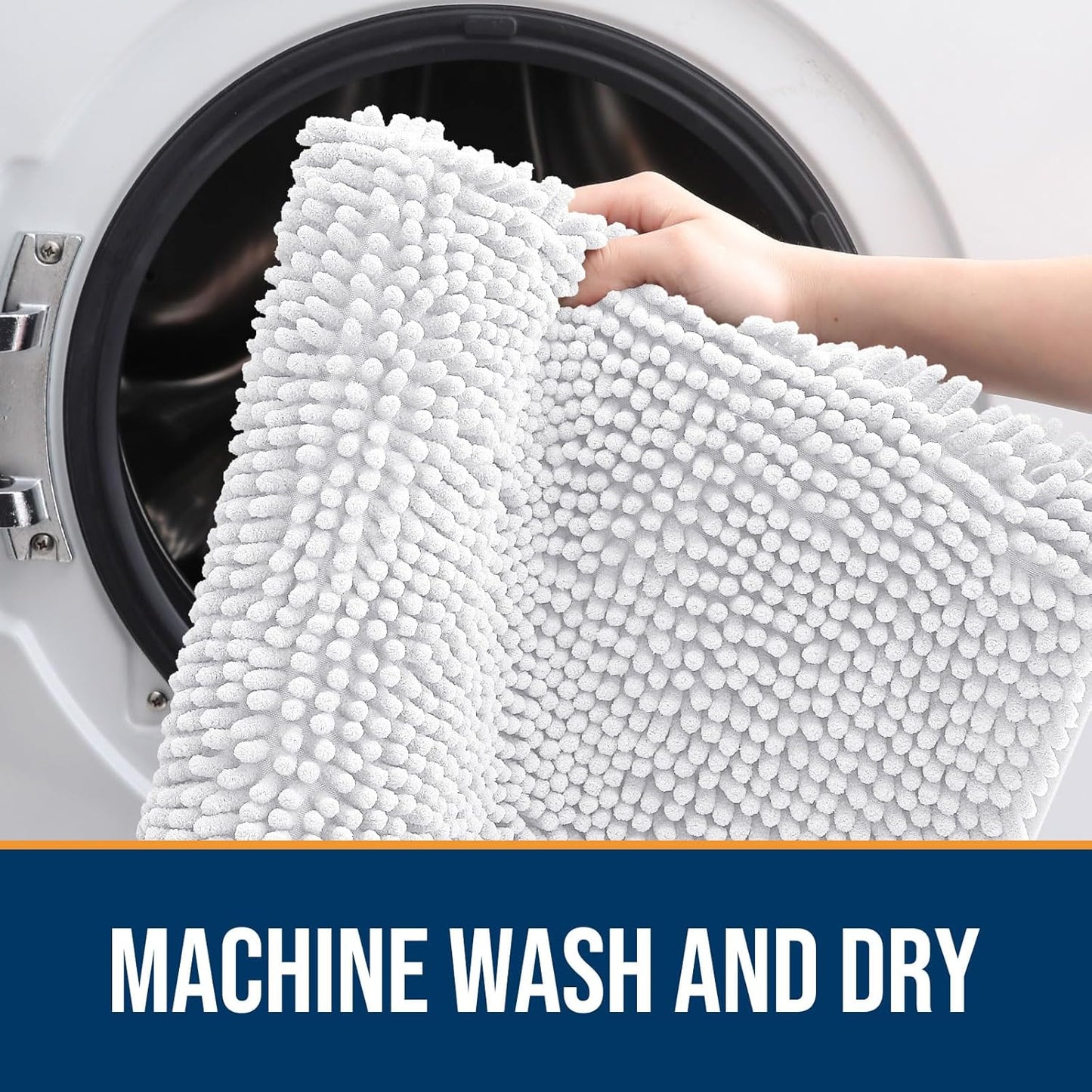 OLANLY Dog Door Mat for Muddy Paws 59x24, Absorbs Moisture and Dirt, Absorbent Non-Slip Washable Doormat, Quick Dry Chenille Mud Mat for Dogs, Entry Indoor Entryway Carpet for Inside Floor, White