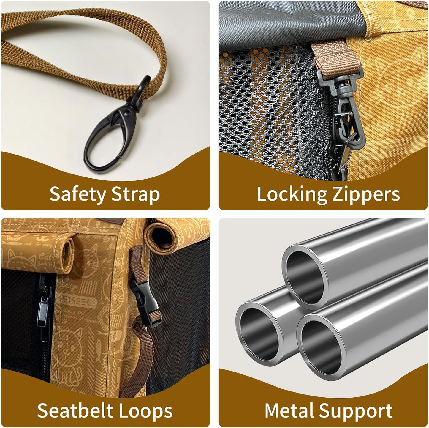 Extra Large Cat Carrier Soft Sided, Portable Small Dog Carrier for 2 Cats, 24"x16.5"x16" Car Travel Folding Comfortable Design, Yellow