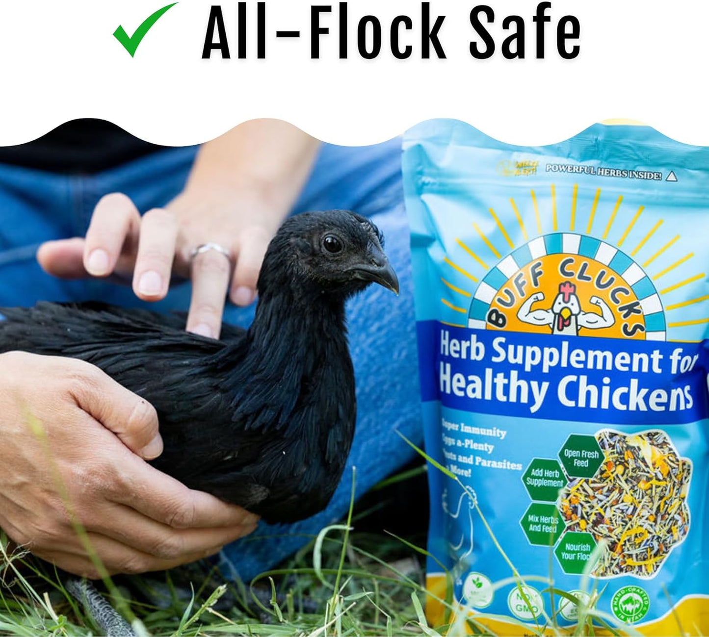 BuffClucks Herb Supplement for Backyard Chickens - Natural Chicken Treats, Poultry Feed Botanical Mix, Plant-Based Coop Snacks for Daily Wellness, Feather Quality, Egg Production, USA (20 LB)