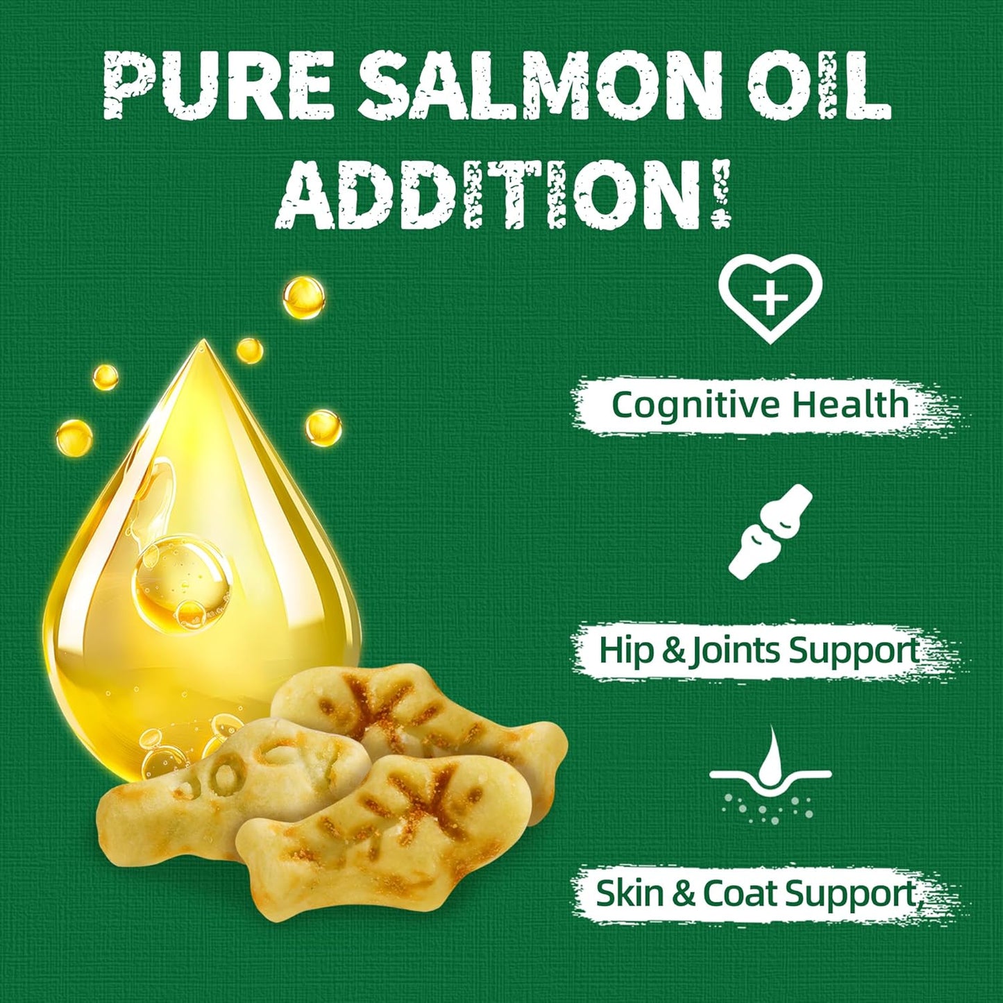 Just Try 13.4 0Z Cat Grass Treats Salmon Oil Natural Salmon Kitten Healthy Cat Treats Training Biscuits Snacks Fish Oil Omega 3 Supplements for Cats Joint Support & Skin Coat Health