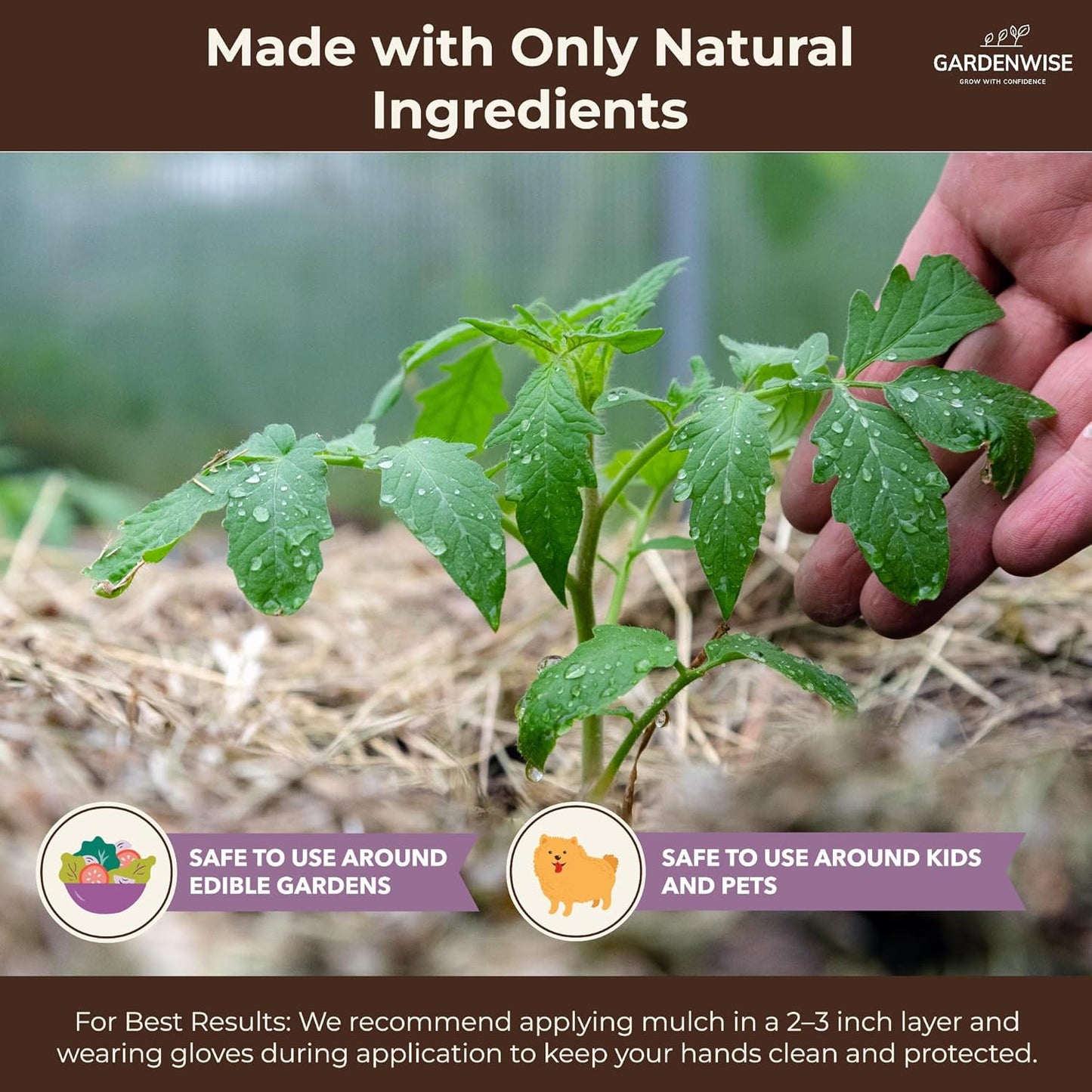 Premium Organic Wood Mulch for Gardens, Landscaping, Potted Plants, and Vegetable Gardens (0.3 CF - 8 L - 9 QTS)