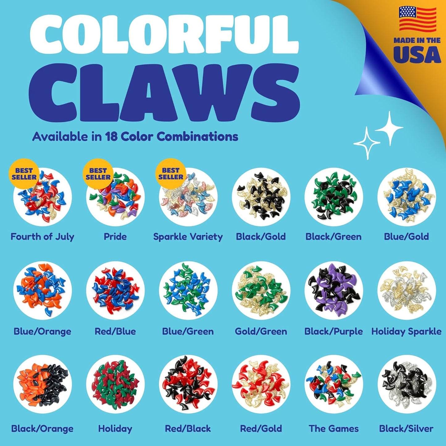 Soft Claws Cat Nail Caps for Medium Cats – (Red, Blue & Gold, 40 Caps) – Made in USA – Veterinarian-Developed | Scratch Protection, Easy to Apply, Long-Lasting Soft Nail Covers for Cats